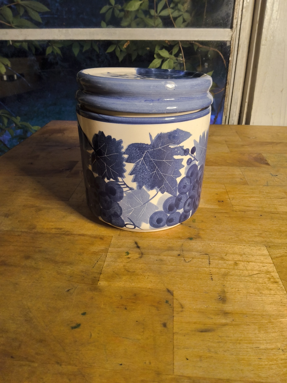 Designpac Handpainted Blue Grape Ceramic Canister - Home Art